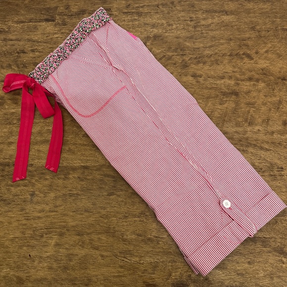 Victoria’s Secret Pink Rare Vintage Flower Pin Stripe PINK Logo Sleep Pant M NWT - Picture 3 of 10